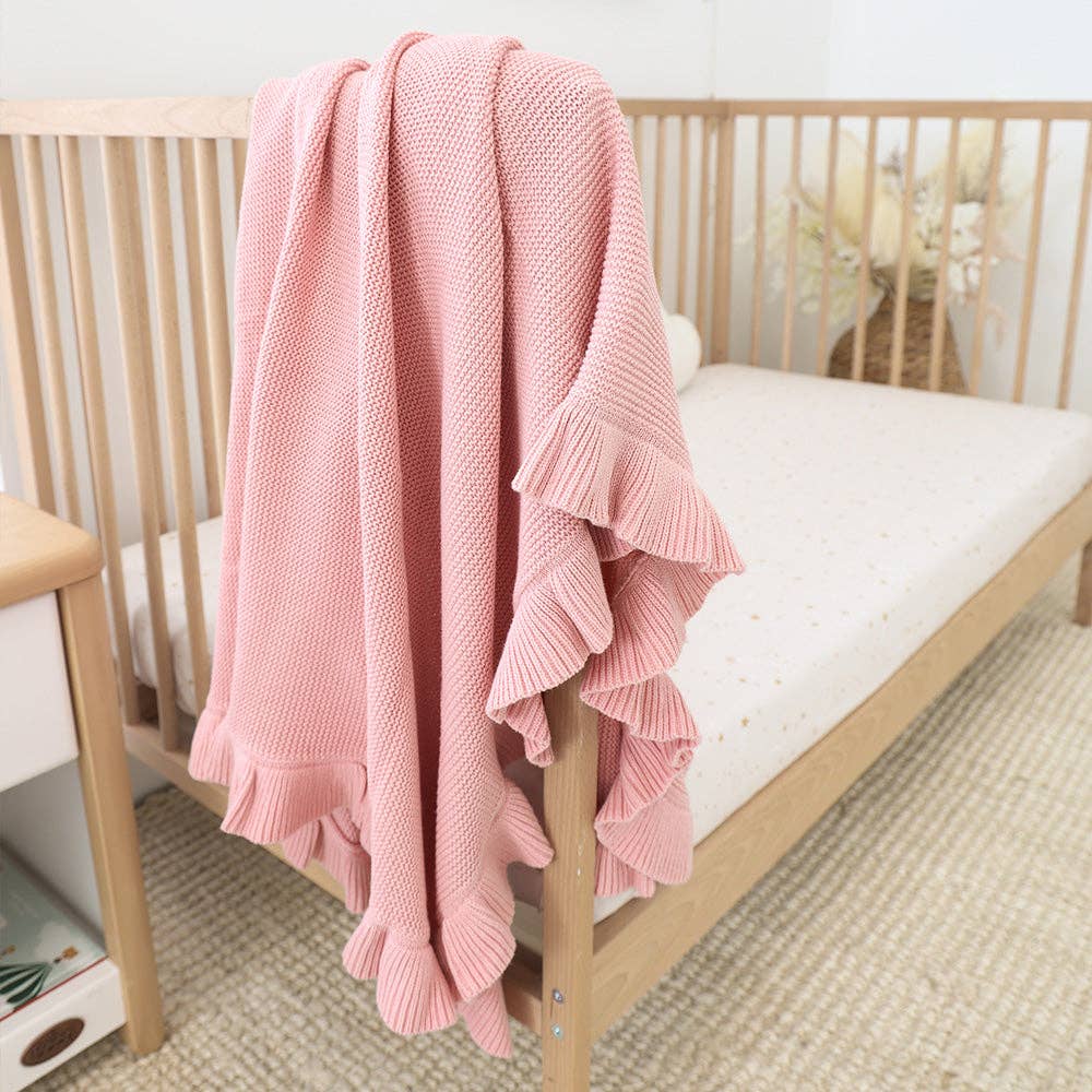Snuggle Hunny - Rosa Ruffle Knit Organic Baby Blanket