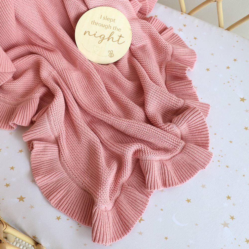 Snuggle Hunny - Rosa Ruffle Knit Organic Baby Blanket