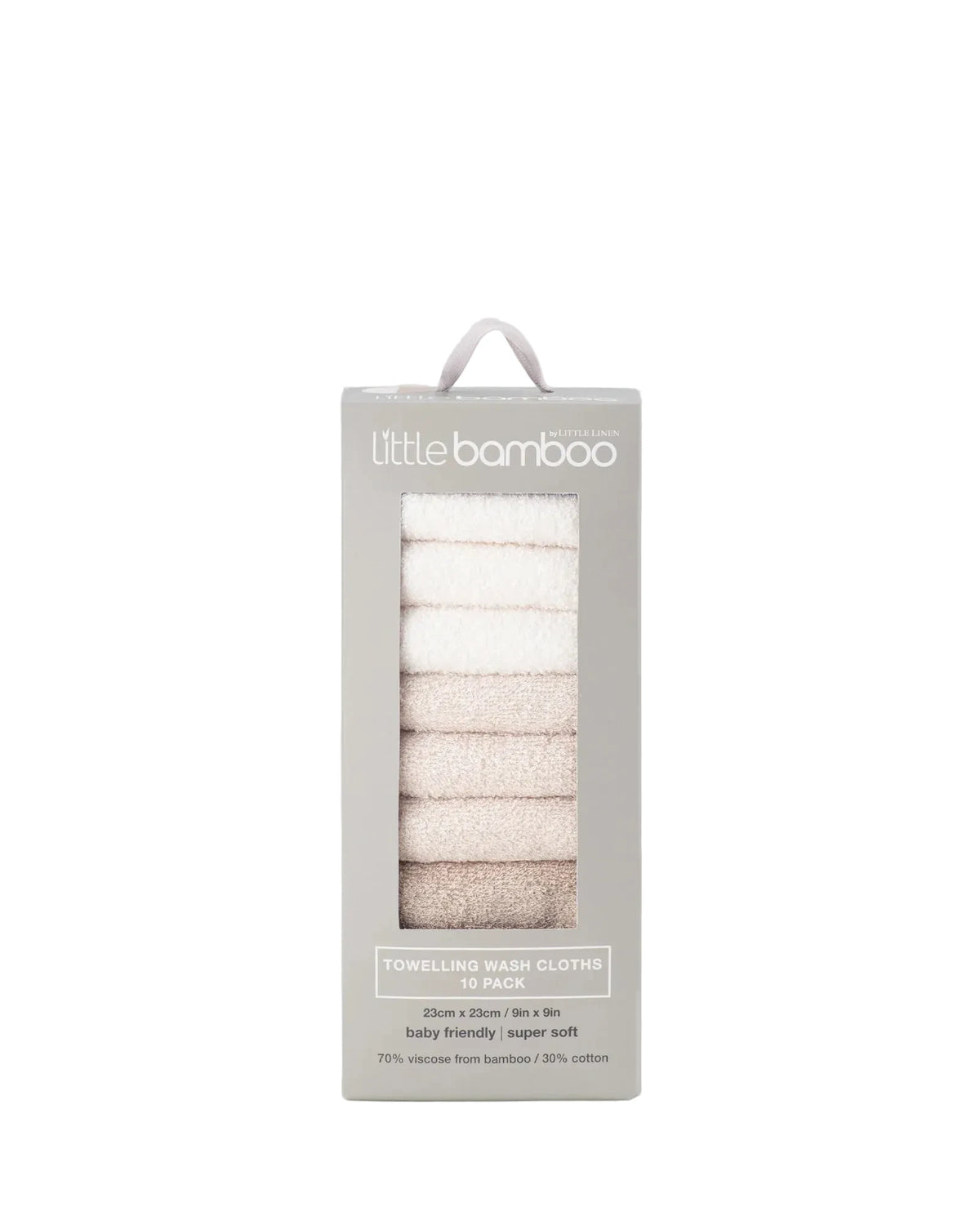 Little Bamboo Baby Towelling Washers 10PK - Iced Coffee