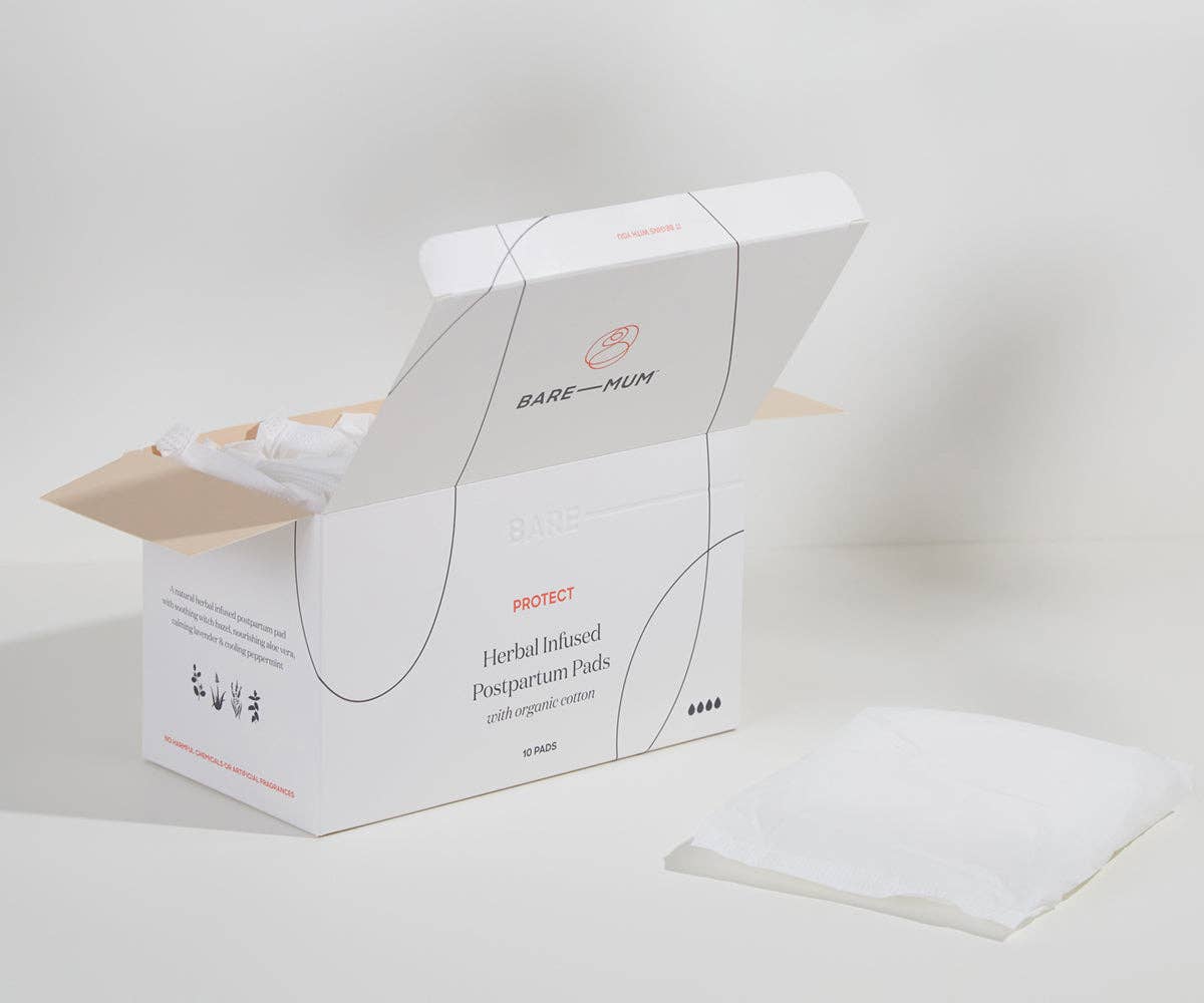 Bare Mum - Herbal Infused Postpartum Pads - 10 Pack 