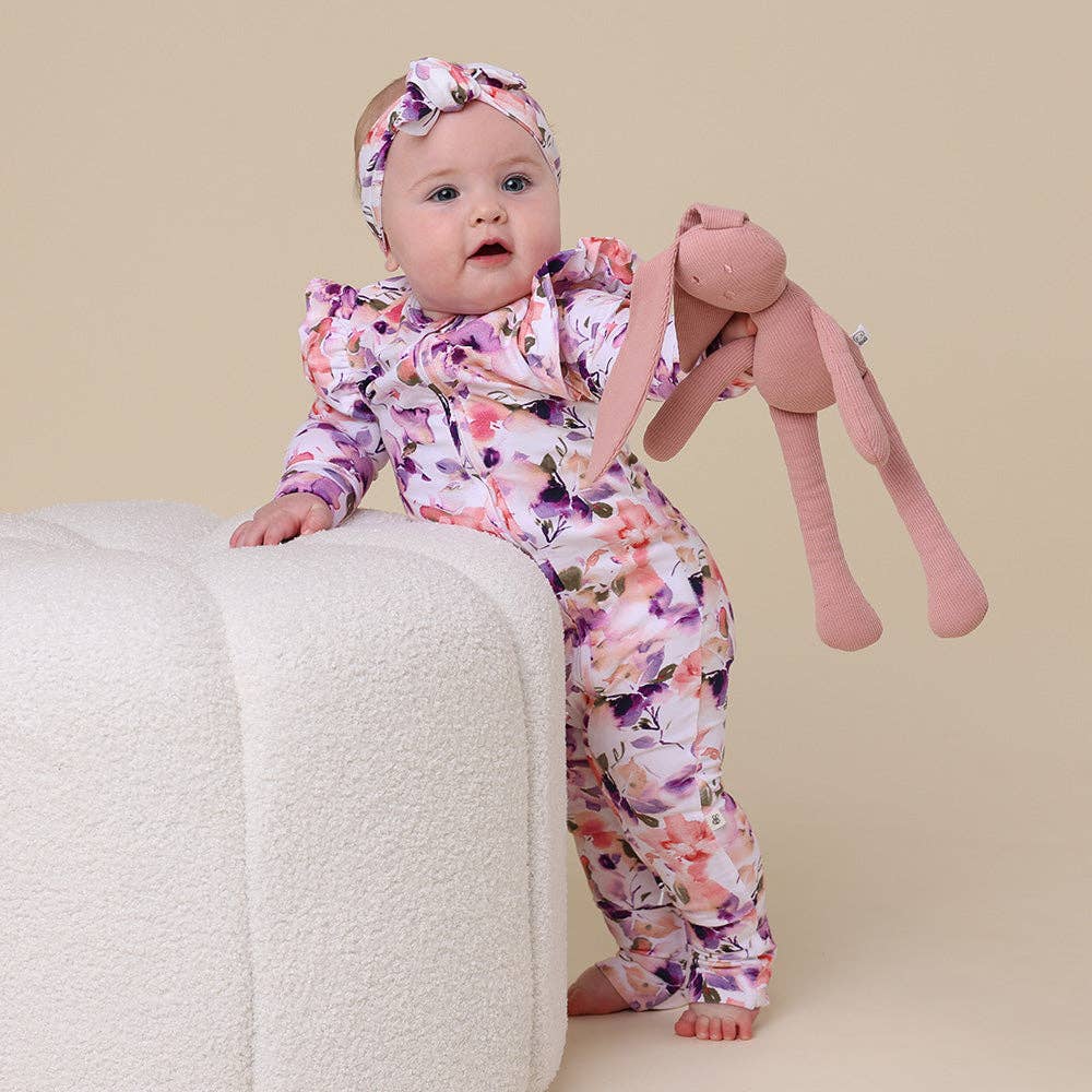 Snuggle Hunny - Blushing Beauty Organic Snugglesuit Convertible Romper with Frill - 0-3 Months (000) 