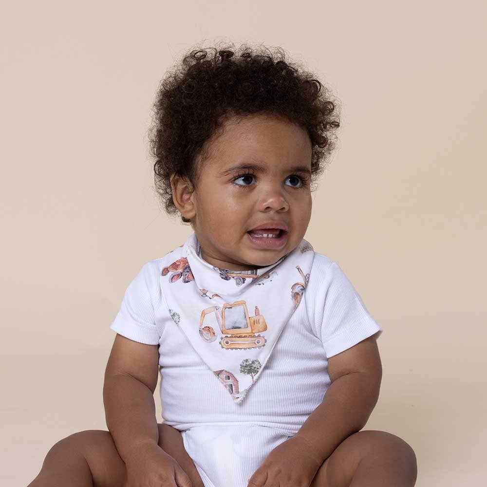 Snuggle Hunny - Diggers & Tractors Organic Dribble Bib 