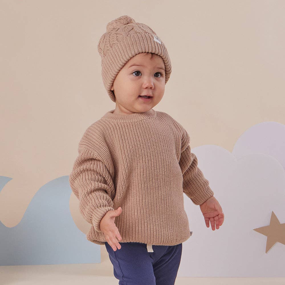 Snuggle Hunny - Hazelnut Oversized Cotton Knit Jumper - 3-6 Months (00)