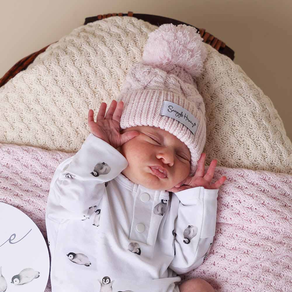 Snuggle Hunny - Blush Pink Organic Baby Knit Beanie - S
