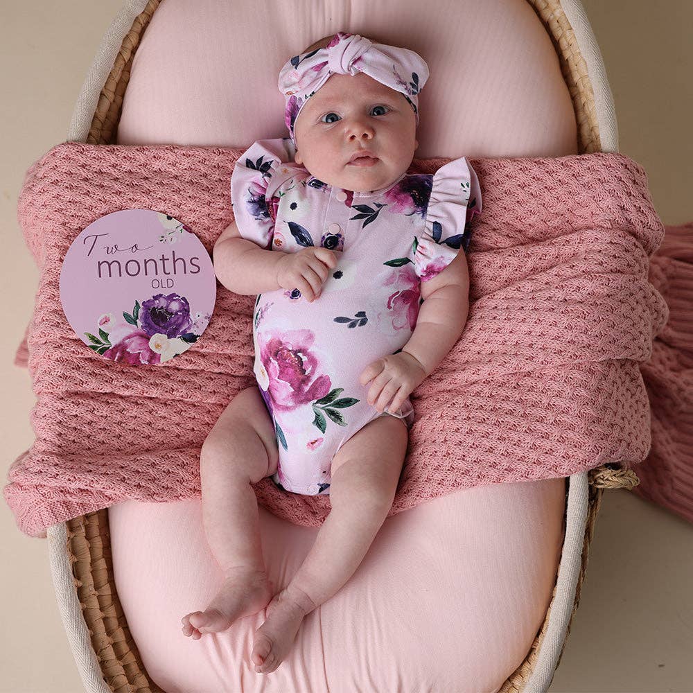 Snuggle Hunny - Floral Kiss Short Sleeve Organic Bodysuit with Frill - Newborn (0000) 