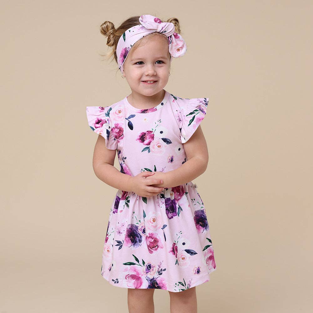 Snuggle Hunny - Floral Kiss Short Sleeve Organic Dress 