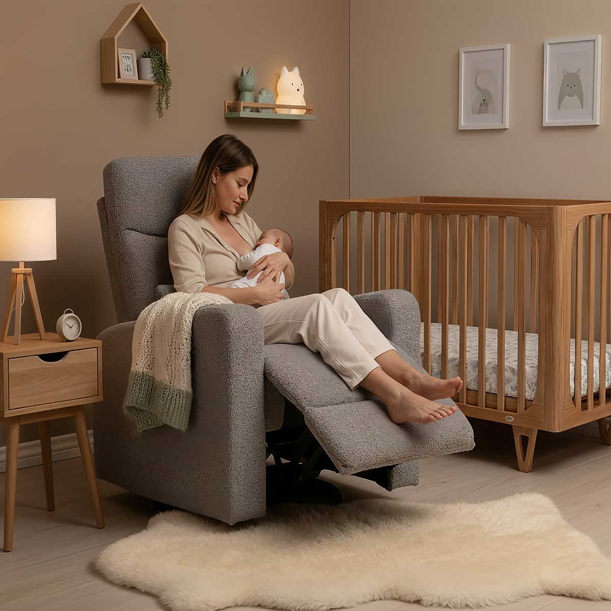 COCOON PLUSH Recliner Glider Chair - Dove Grey 