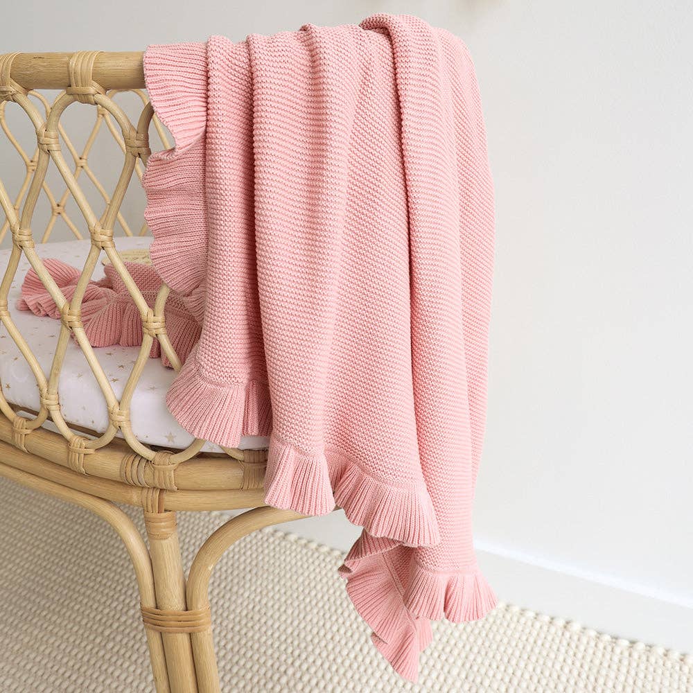 Snuggle Hunny - Rosa Ruffle Knit Organic Baby Blanket