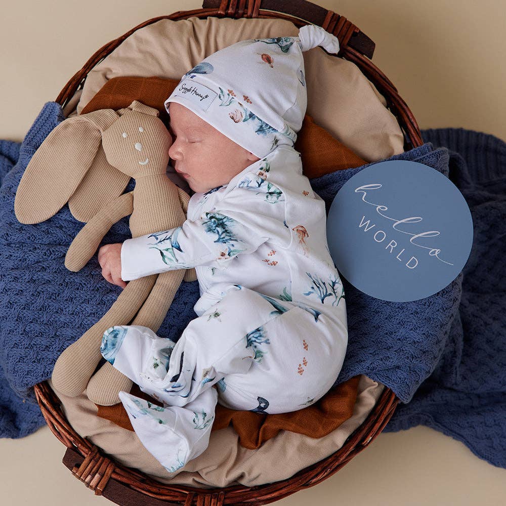 Snuggle Hunny - Ocean Organic Snuggle Sleepsuit Zip Footie - 6-12 Months (0) 
