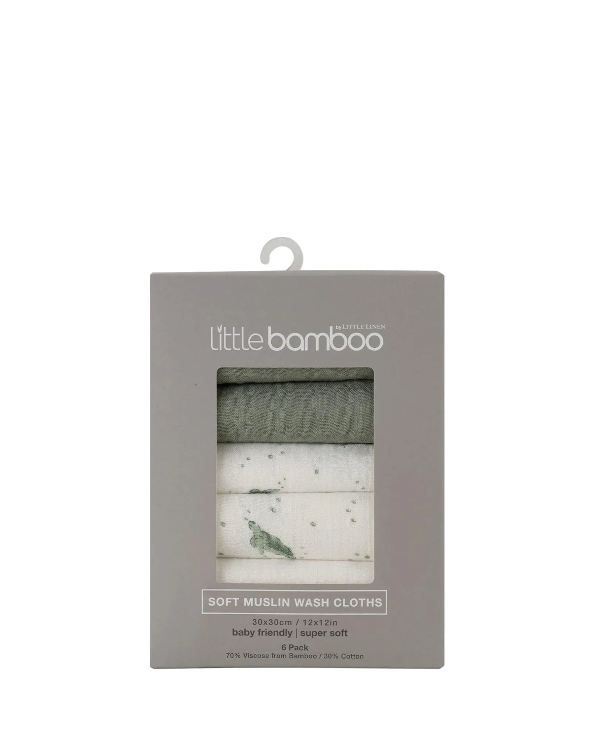 Little Bamboo Baby Muslin Washers 6Pk - Turtle Bay