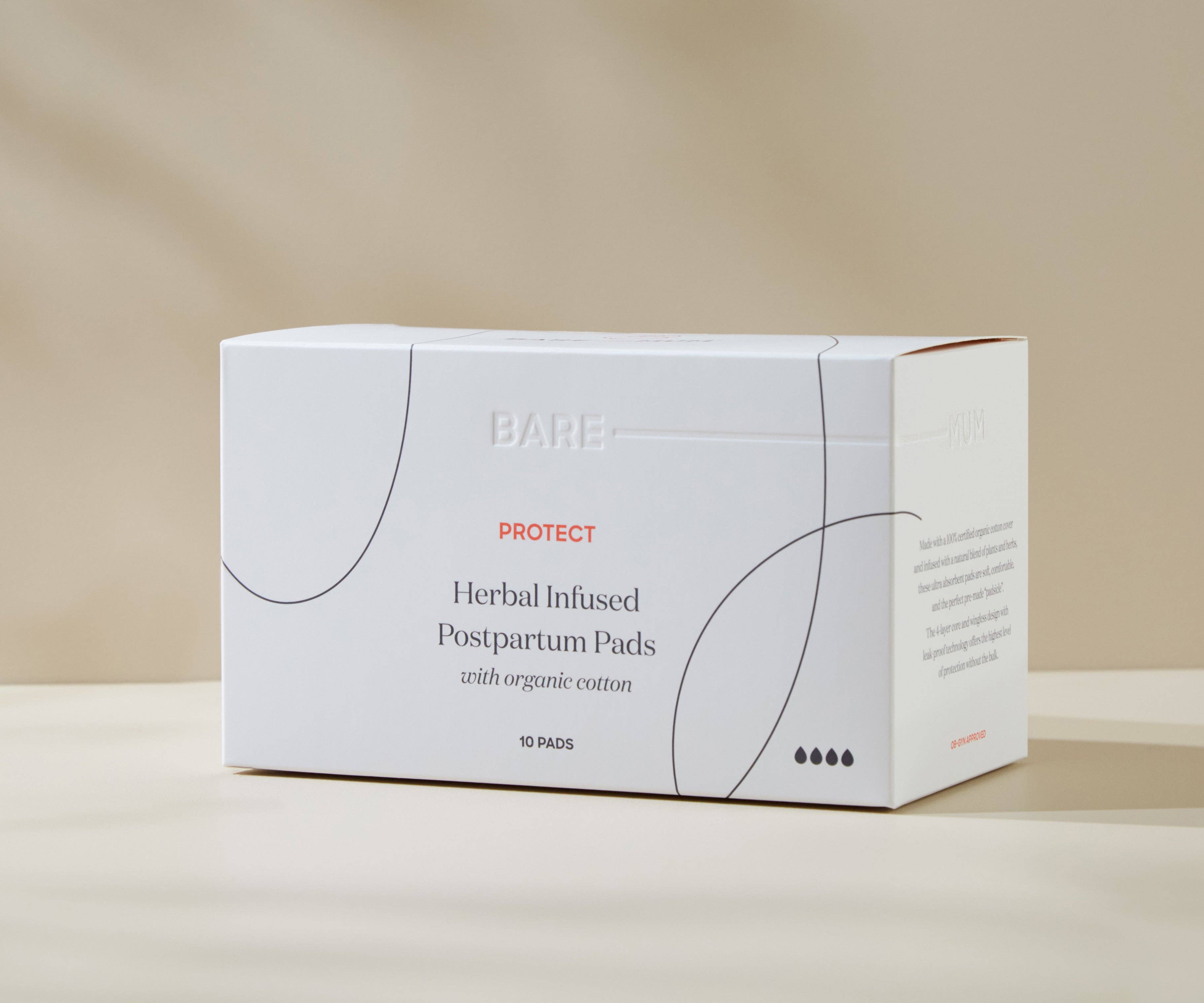 Bare Mum - Herbal Infused Postpartum Pads - 10 Pack 