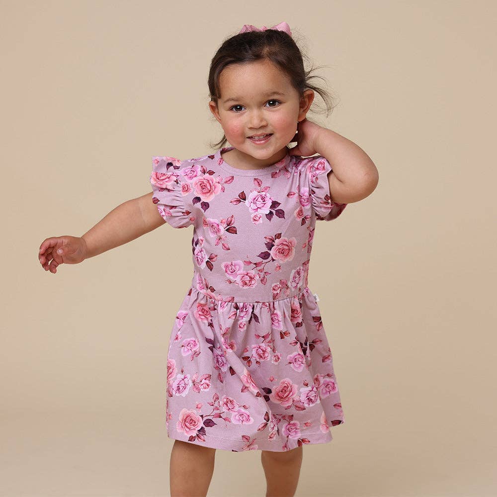 Snuggle Hunny - Blossom Short Sleeve Organic Dress - 0-3 Months (000) 