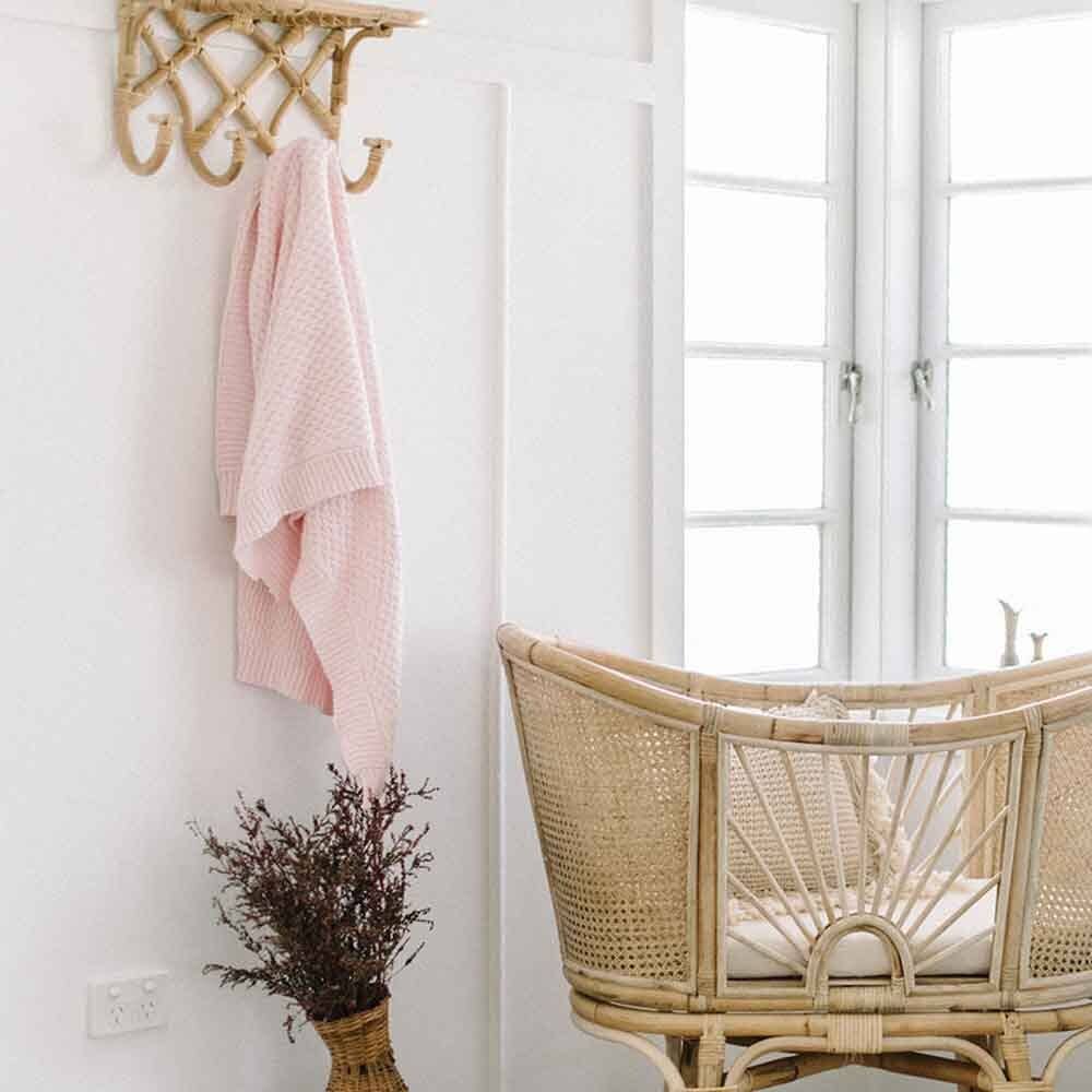 Snuggle Hunny - Blush Pink Diamond Knit Organic Baby Blanket