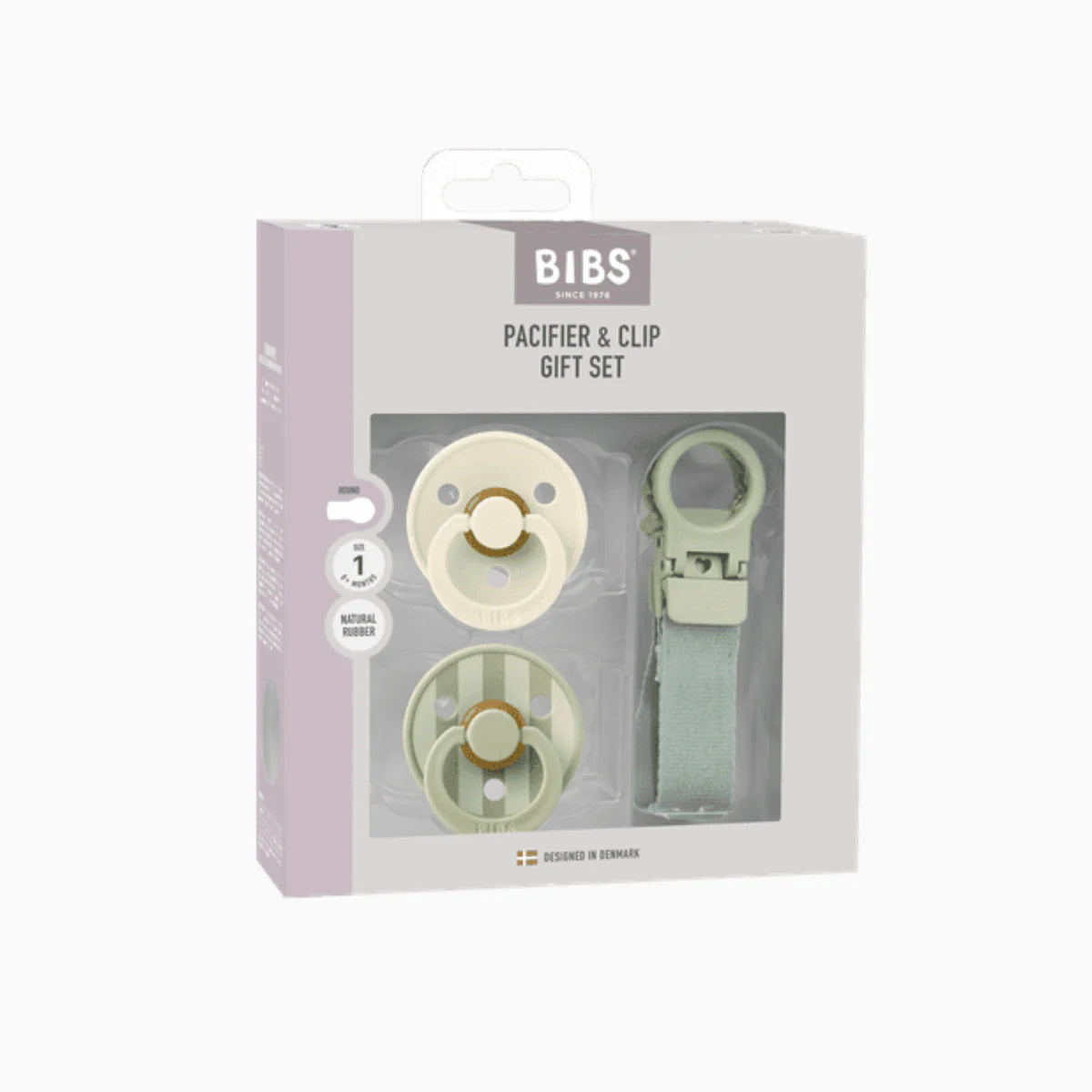 BIBS Colour Dummy & Loop Clip Gift Set - Sage 