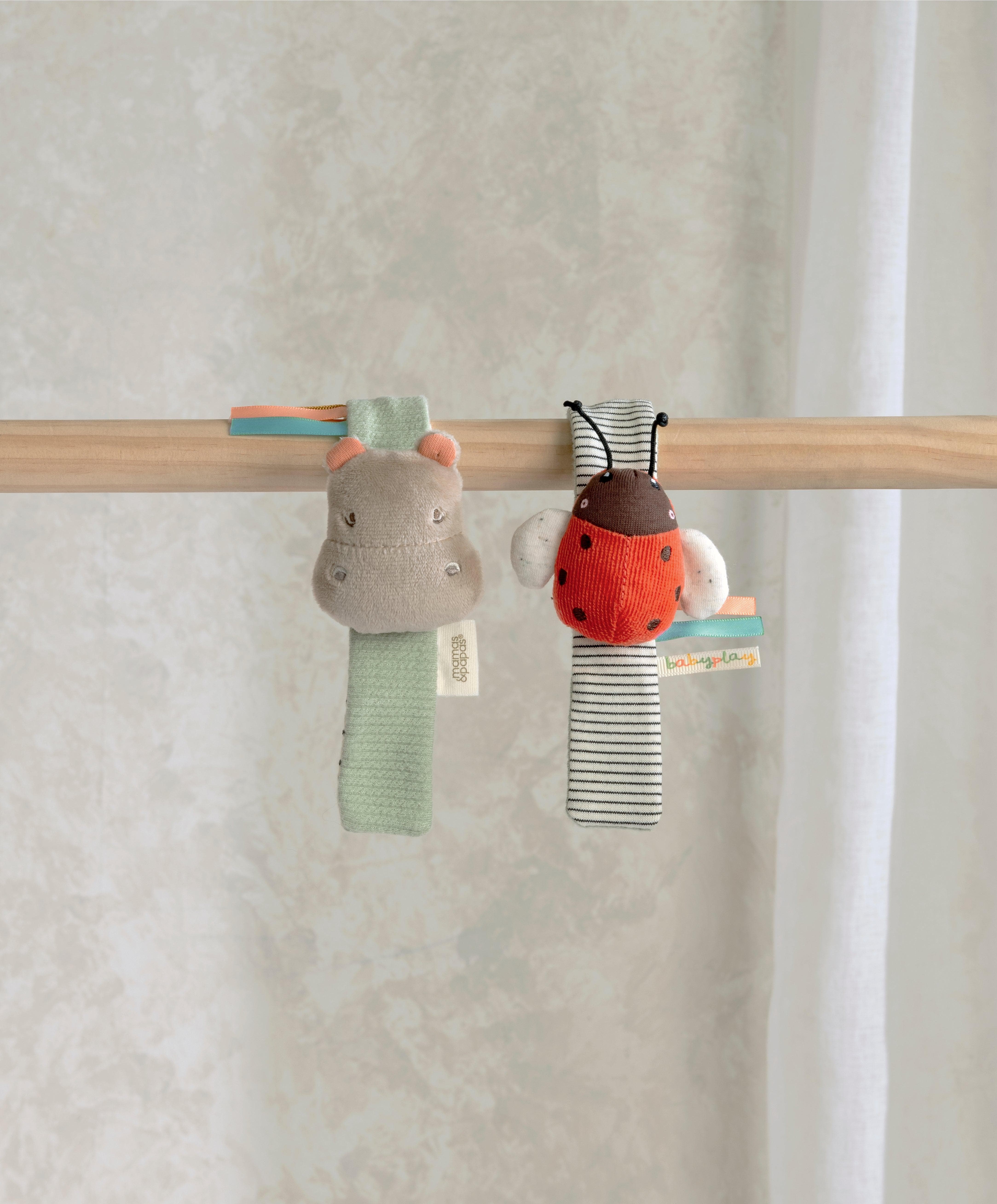 Mamas & Papas Activity Toys Wrist Rattles - Hippo/Ladybird  (2 Pack)