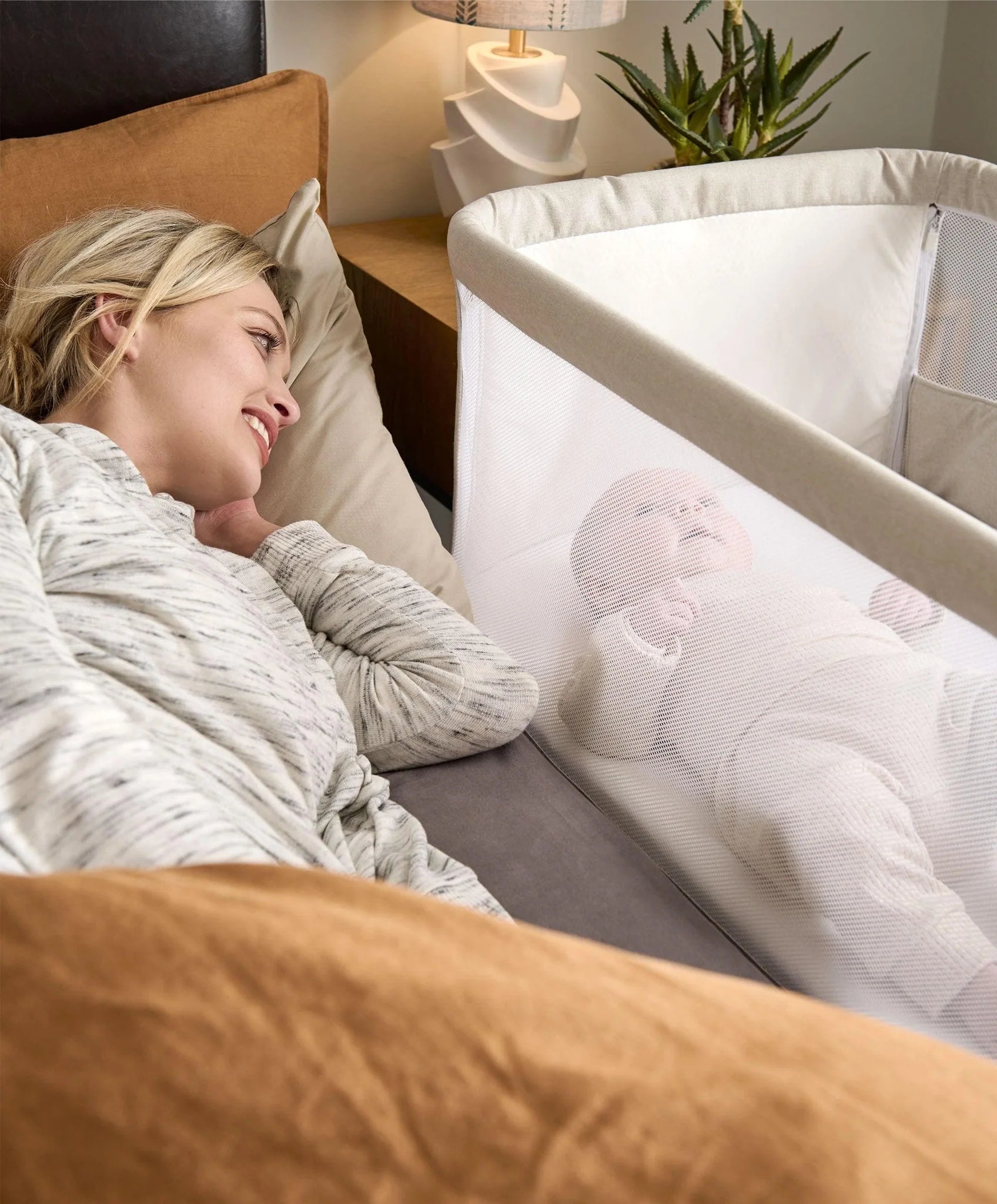 Lua Bedside Crib V2 - Beige  | ETA Early April 