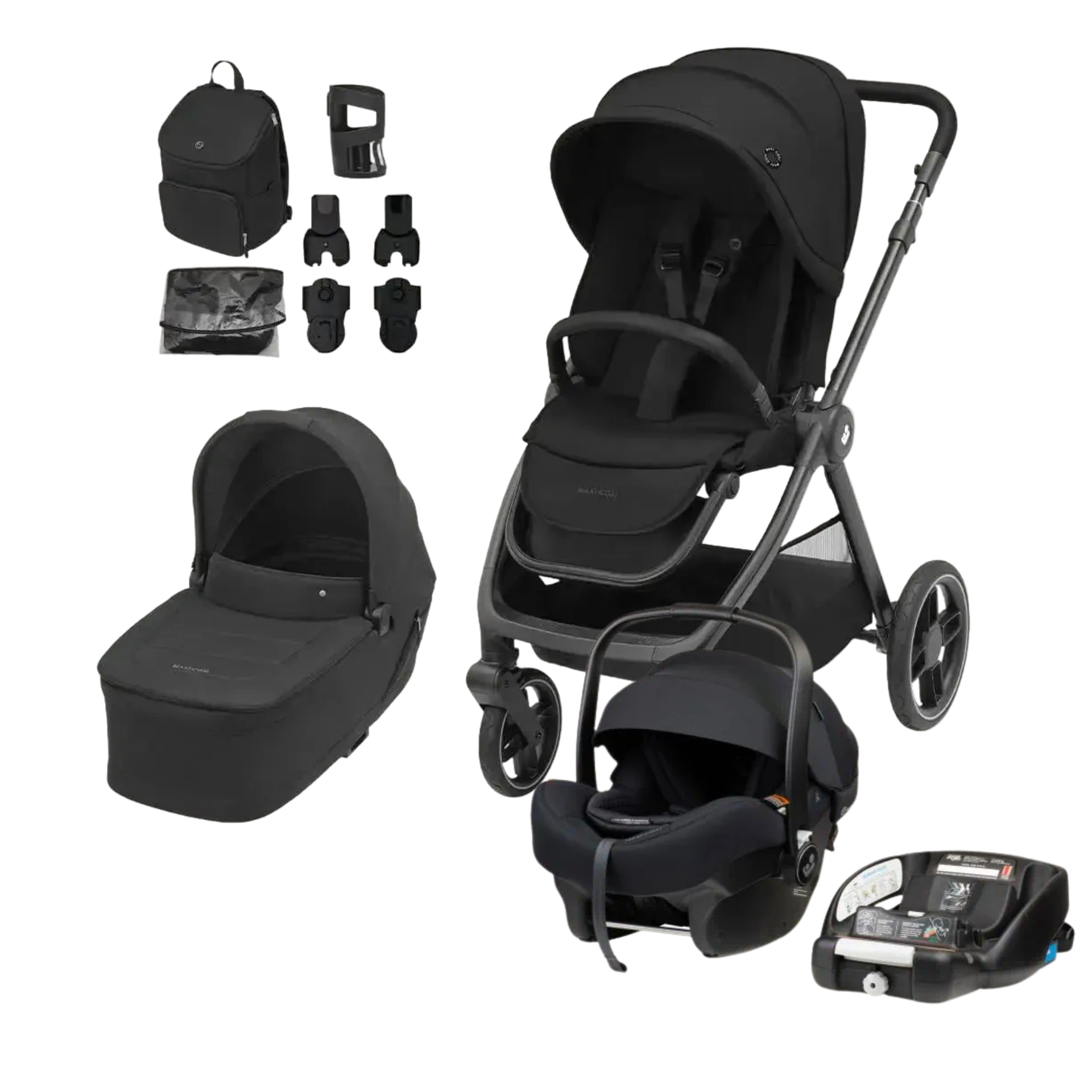 Maxi Cosi Mico 12 LX Pro Isofix & Oxford Stroller + Sense Bassinet Twilic Black