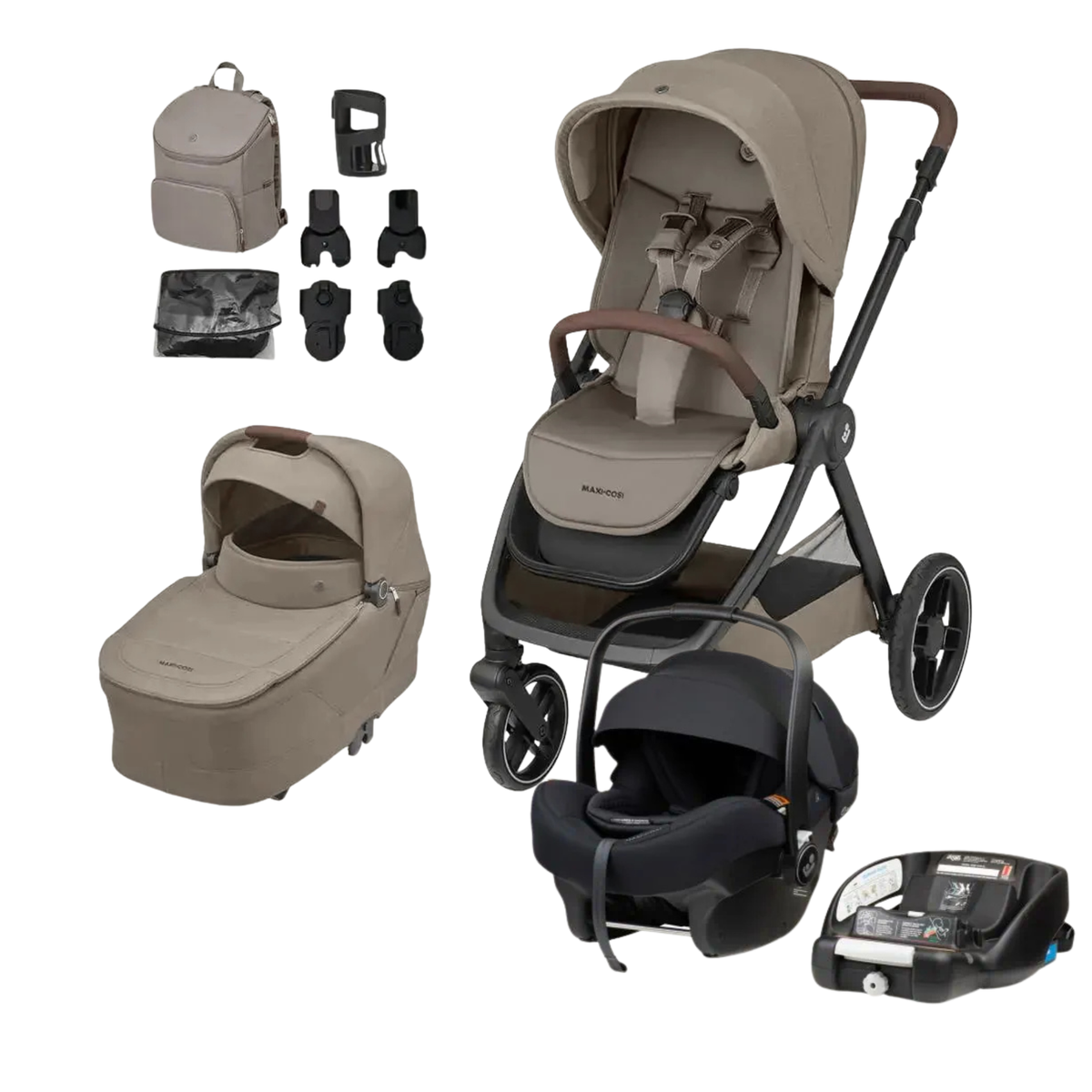 Maxi Cosi Mico 12 LX Pro Isofix & Oxford Stroller + Sense Bassinet Twillic Truffle