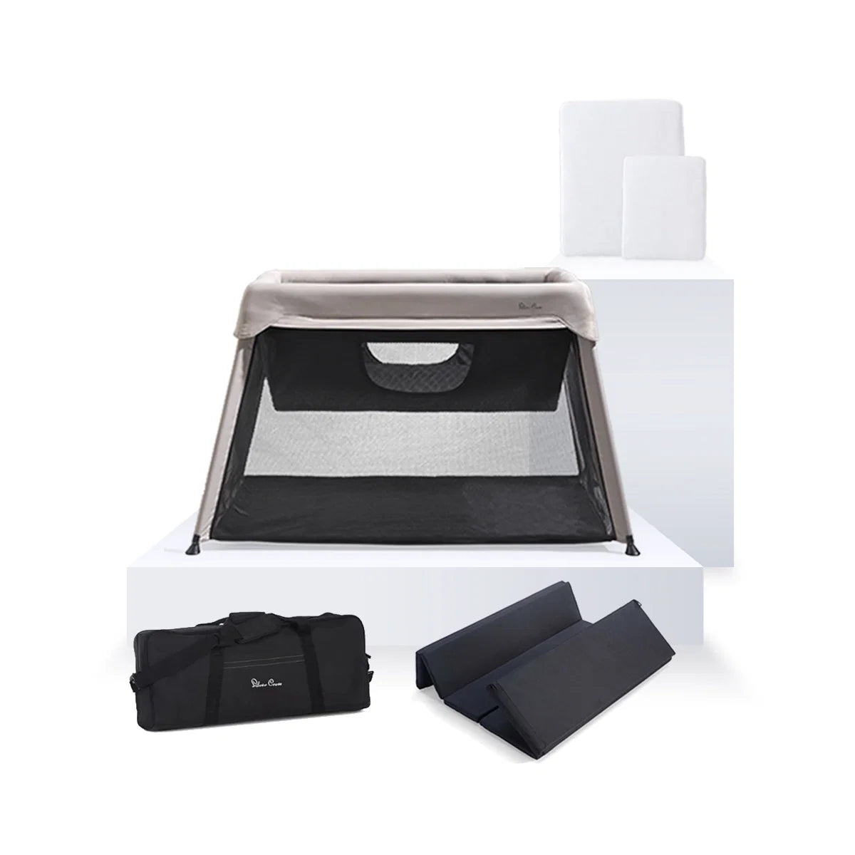 Silver Cross Slumber 3-in-1 Travel Cot Stone Bundle