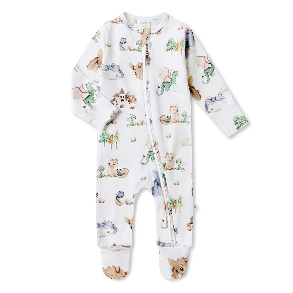 Snuggle Hunny Dragon Organic Snuggle Sleepsuit Zip Footie -Newborn (0000) 