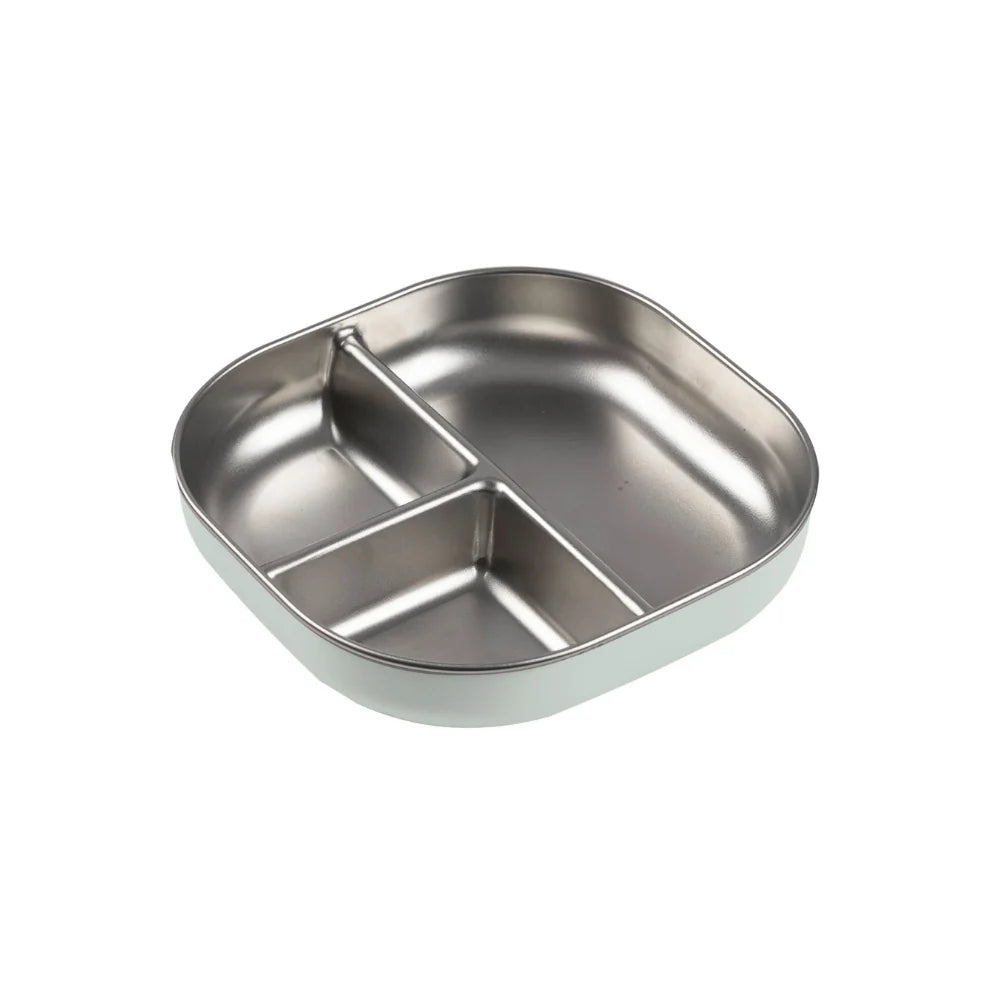 Beaba Stainless Steel Divided Plate - Misty Green