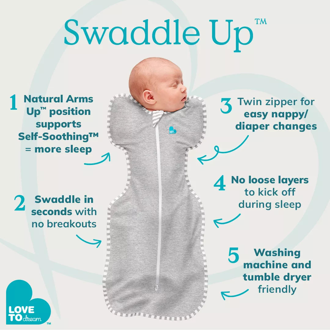Swaddle Up™ Cotton 0.2 TOG You Are My Grey (Stage 1) - Tiny Tots Baby Store 