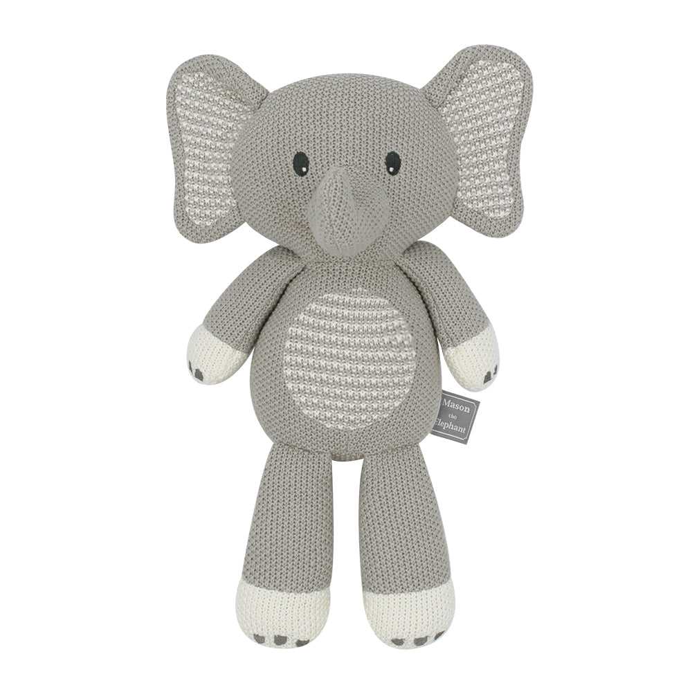 Living Textiles Knitted Soft Toy - Mason the Elephant - Tiny Tots Baby Store 