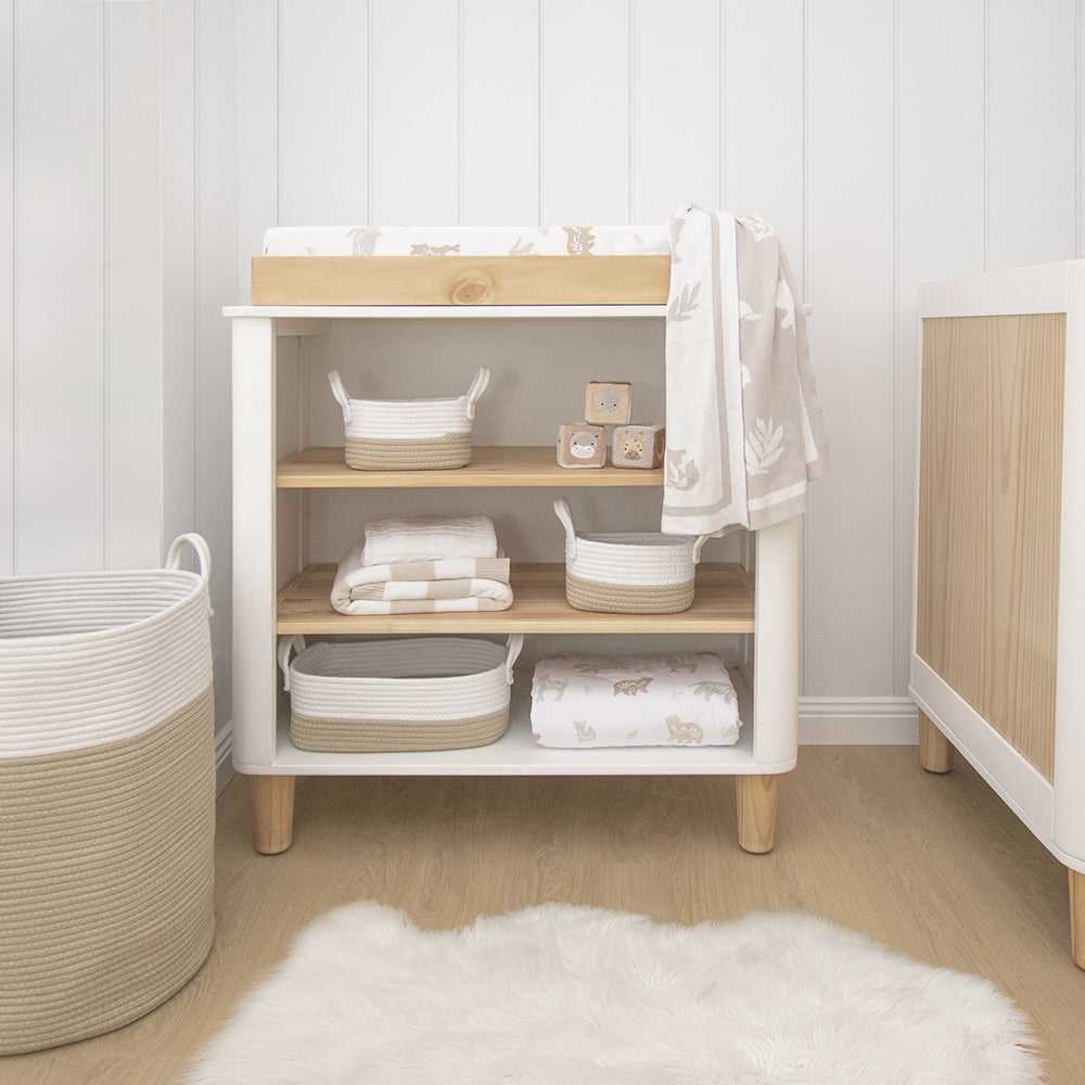 Living Textiles Nursery Storage set Cotton Rope 3pc - White / Natural - Tiny Tots Baby Store 