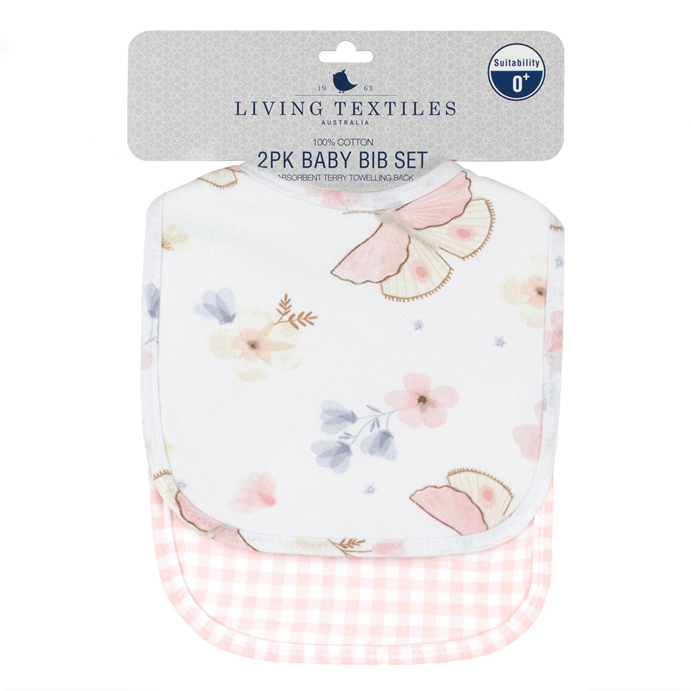 Living Textiles Baby Bibs 2PK- Butterfly Garden