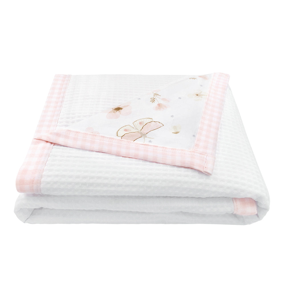 Living Textiles Cot Waffle Blanket -Butterfly Garden