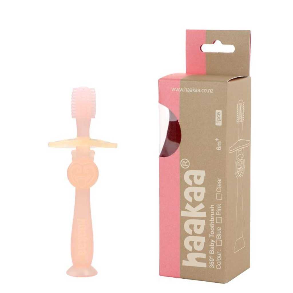 Haakaa 360° Silicone Toothbrush PINK - Tiny Tots Baby Store 