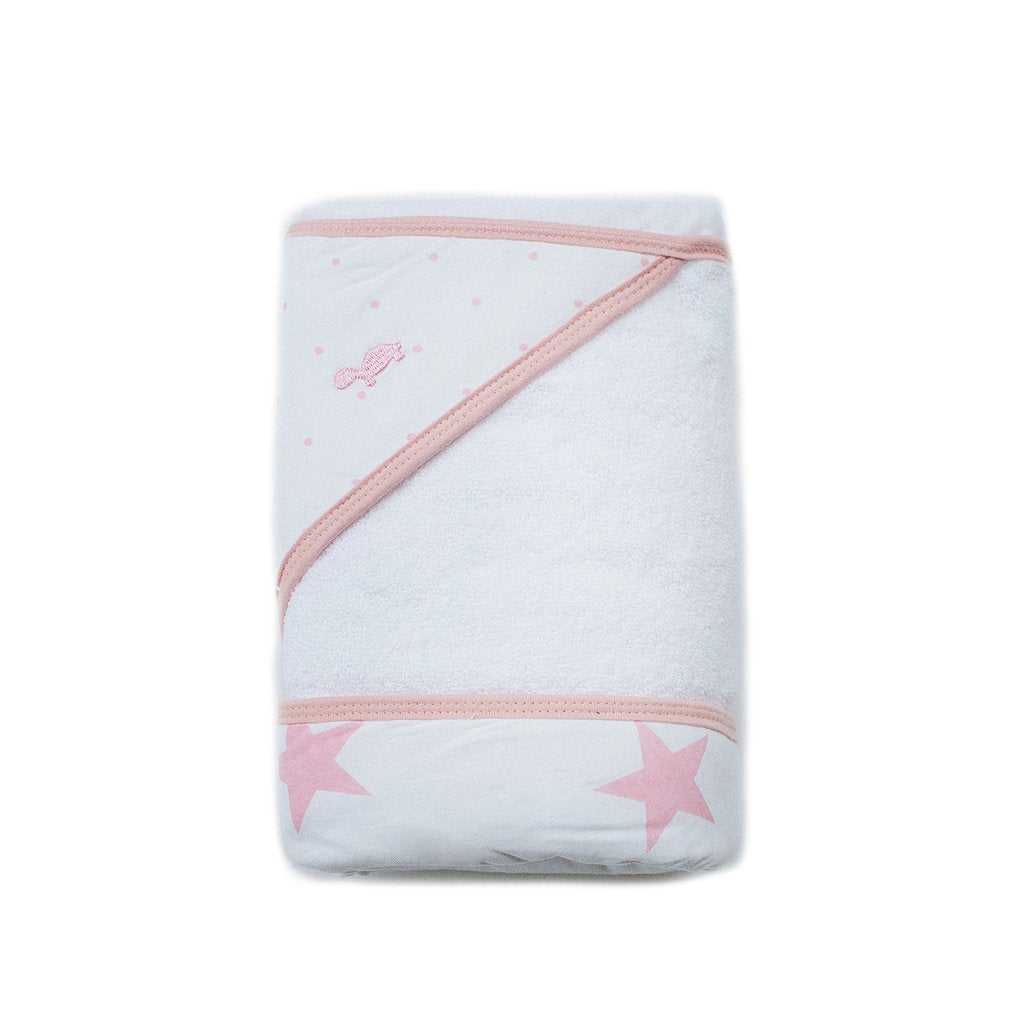 Little Turtle Baby Hooded Towels Spots & Stars Pink
