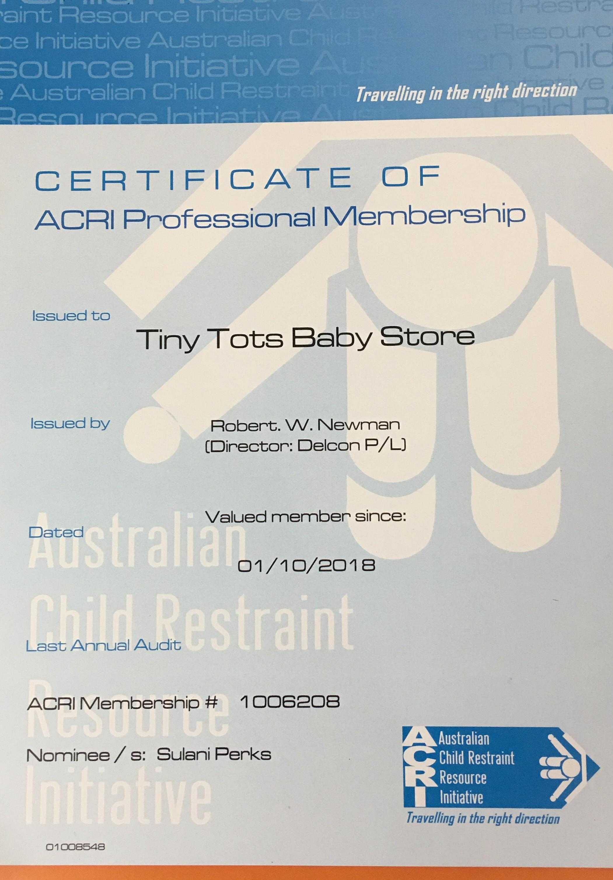 ACRI Accredited Child Seat Installation