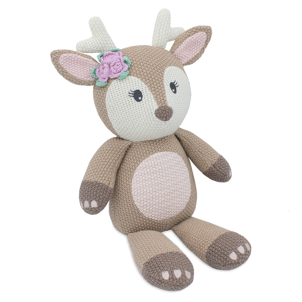 Living Textiles Knitted Soft Toy-Ava the Fawn - Tiny Tots Baby Store 